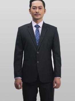 Bộ Suit Đen Sọc Vàng Classic Fit TGS242